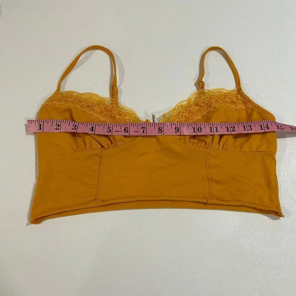 Princess Polly Mustard Lace Trim Bralette Top Size 6 US / AU 10
